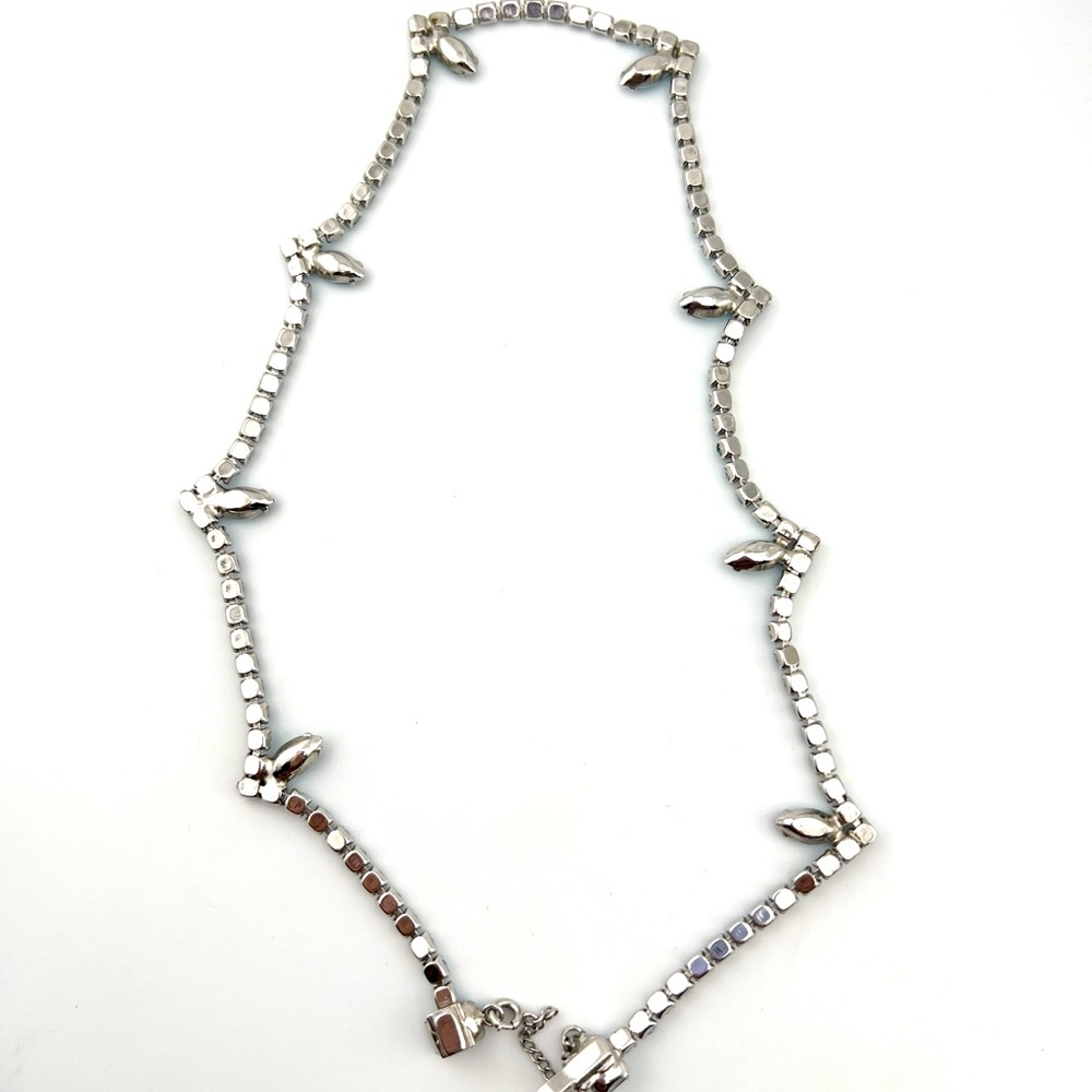 Vintage Blue Glass Rhinestone Choker Necklace - Picture 7 of 9